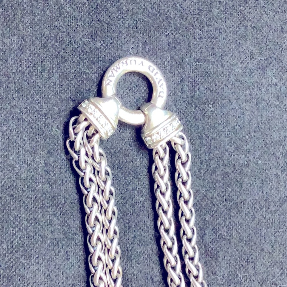 David Yurman double wheat necklace with diamonds